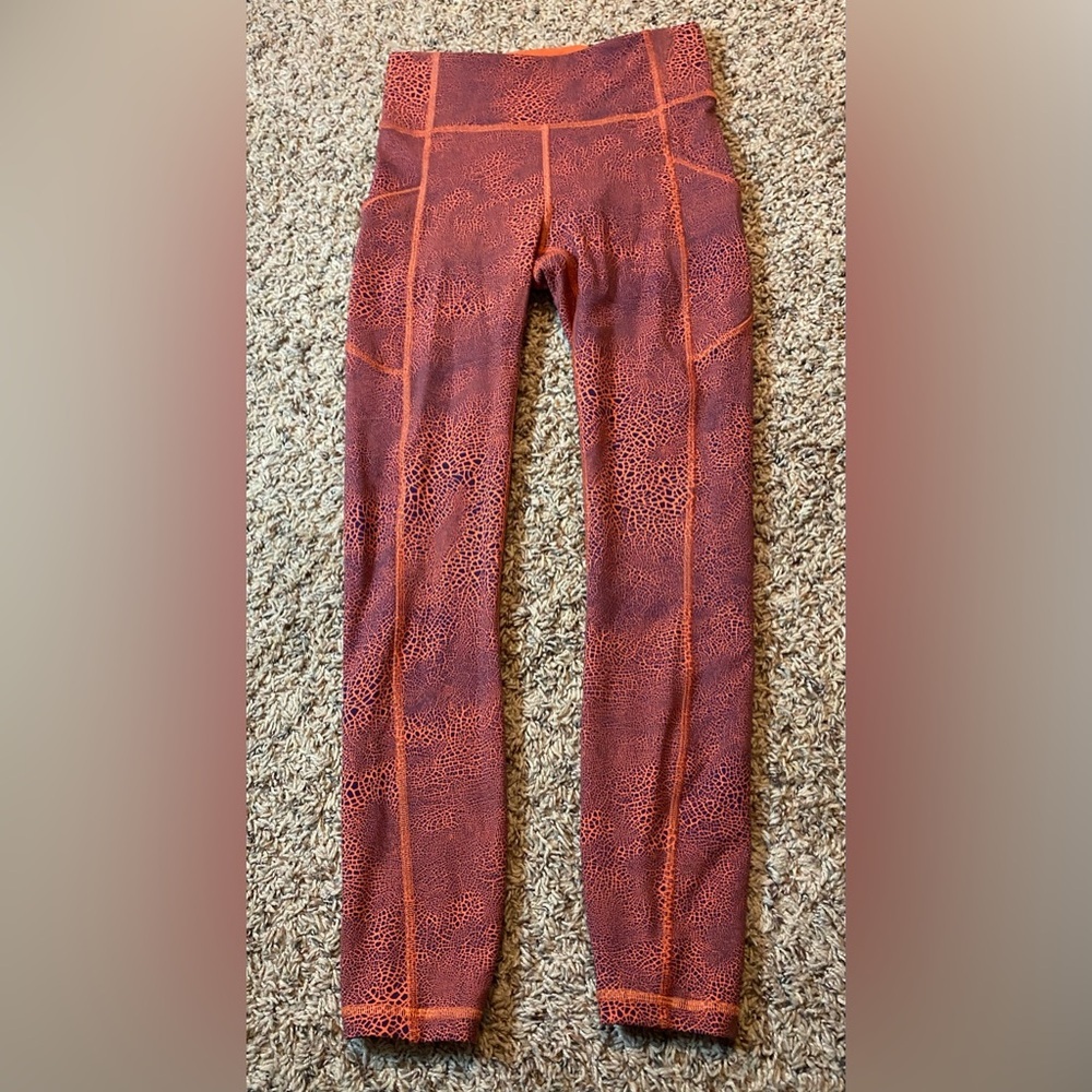 lululemon athletica Orange Patterned Leggings